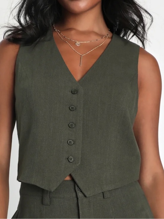 Lulus Tops - NWT lulus olive green linen vest